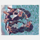 Happy Bernese Mountain Hunde Fleecedecke (Vorderseite (Horizontal))
