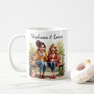 Happy Best Friends Coffee mit Cat and Dog Blume Kaffeetasse