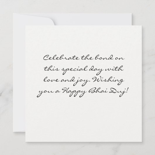 Happy Bhai Duj Karte (Rückseite)