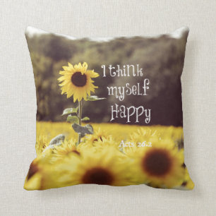 Happy Bible Verse mit Sonnenblumen Kissen