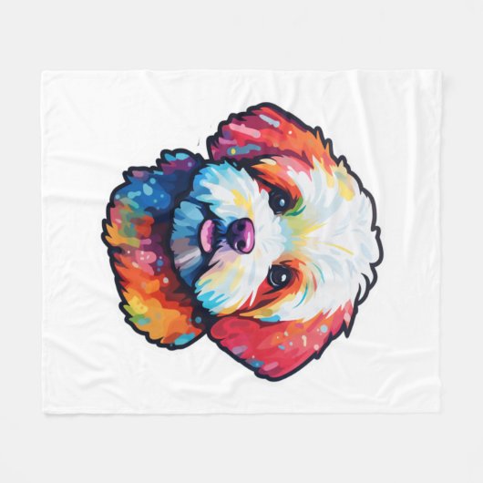 Happy Bichon fries Fleecedecke (Vorderseite (Horizontal))