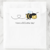 Happy Biene haben einen schönen (schönen) Tag Rechteckiger Aufkleber (Tasche)