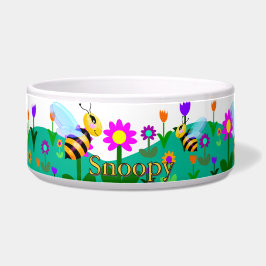 Happy Bienen in der Blume Keramik Pet Bowl Napf