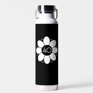 Happy Big 40 Birthday Floral Design Muster Schwarz Trinkflasche