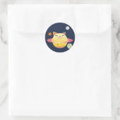 Happy Big Cat Planet Space Runder Aufkleber (Tasche)