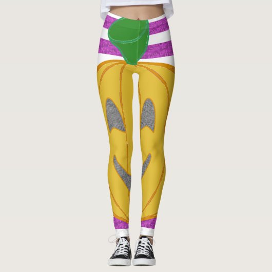 Happy Big Modern Orange Pumpkin Leggings (Vorderseite)