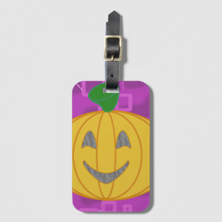 Happy Big Modern Orange Pumpkin Luggage Tag Gepäckanhänger