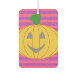 Happy Big Modern Orange Pumpkin on Purple and Pink Autolufterfrischer