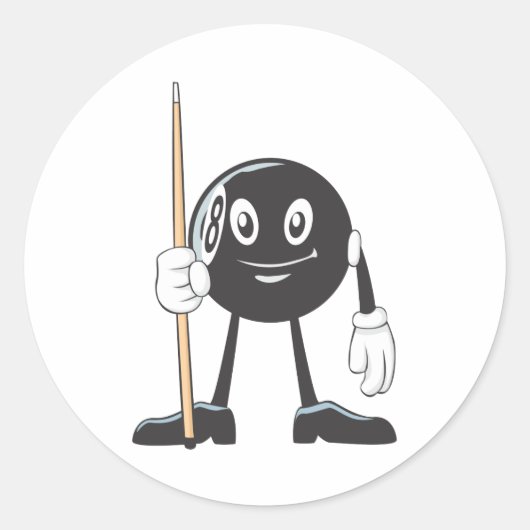 Happy Billiard Eight Ball Runder Aufkleber (Vorderseite)