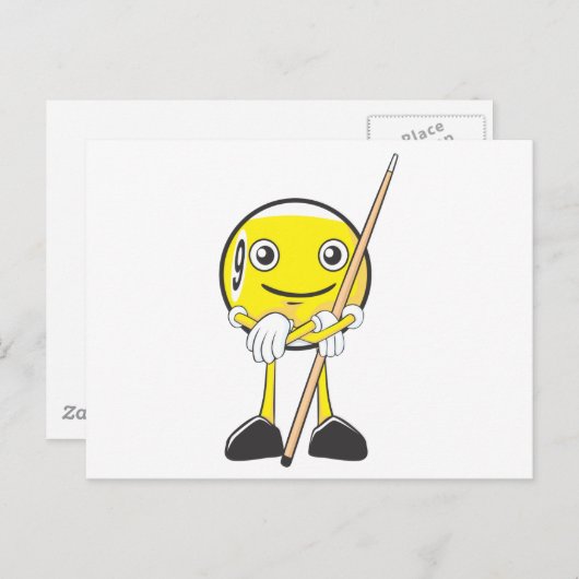 Happy Billiard Nine Ball Player Postkarte (Vorne/Hinten)