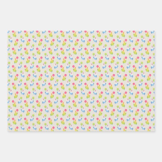 Happy Birbday Budgie Geschenkpapier Set (Vorderseite)