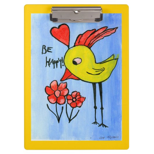 Happy Bird Clipboard Klemmbrett (Vorderseite)