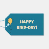 Happy Bird Day Cartoon Birds Thema Geburtstag Geschenkanhänger (Rückseite Horizontal)