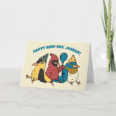 Happy Bird Day Cartoon Birds Thema Geburtstag Karte (Vorderseite)
