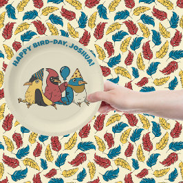 Happy Bird Day Cartoon Birds Thema Geburtstag Pappteller