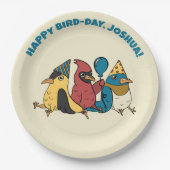 Happy Bird Day Cartoon Birds Thema Geburtstag Pappteller (Vorderseite)