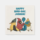 Happy Bird Day Cartoon Birds Thema Geburtstag Serviette (Vorderseite)