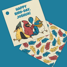 Happy Bird Day Cartoon Birds Themed Birthday Geschenkanhänger