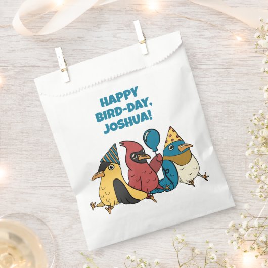 Happy Bird Day Cartoon Birds Themed Birthday Geschenktütchen (Ausgeschnitten)