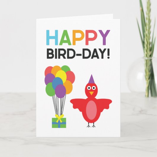 Happy Bird-Day | Happy Birthday Karte (Vorderseite)