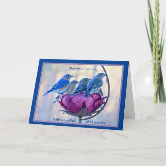 Happy Bird Day! Karte: Bowlful of bluebirds Card Karte (Vorderseite)