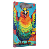 Happy Bird farbenfrohe Kunst abstrakt Klemmbrett (Rechts)