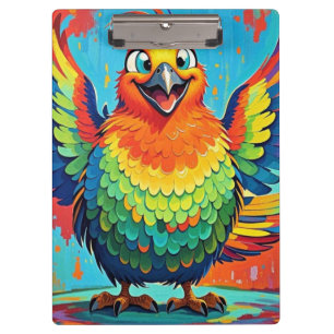 Happy Bird farbenfrohe Kunst abstrakt Klemmbrett