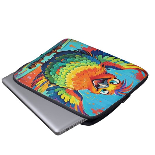 Happy Bird farbenfrohe Kunst abstrakt Laptopschutzhülle (Vorne Knopf)