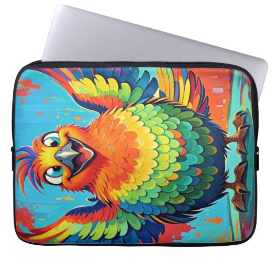 Happy Bird farbenfrohe Kunst abstrakt Laptopschutzhülle (Vorderseite)