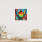 Happy Bird farbenfrohe Kunst abstrakt Poster (Küche)