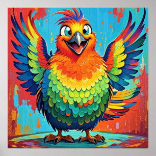 Happy Bird farbenfrohe Kunst abstrakt Poster