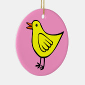 Happy Bird - Gelb und Rosa Keramikornament (Rechts)
