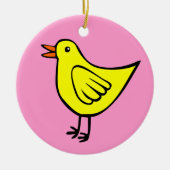 Happy Bird - Gelb und Rosa Keramikornament (Vorne)