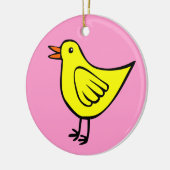 Happy Bird - Gelb und Rosa Keramikornament (Links)
