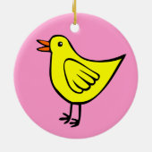 Happy Bird - Gelb und Rosa Keramikornament (Hinten)