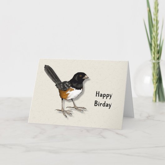 Happy Birday: Pun, Bird Illustration: Birthday Karte (Vorderseite)