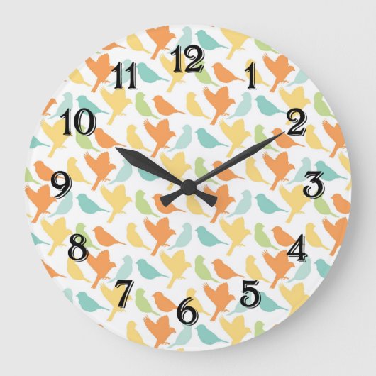 Happy Birds Große Wanduhr (Vorderseite)