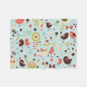 Happy Birds in Blume Fields Blanket Fleecedecke (Vorderseite (Horizontal))