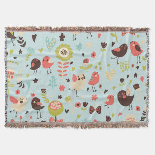 Happy Birds in Fields of Blume werfen Blanket Decke