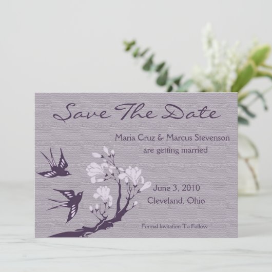Happy Birds Save the Date (Orchid) (Stehend Vorderseite)