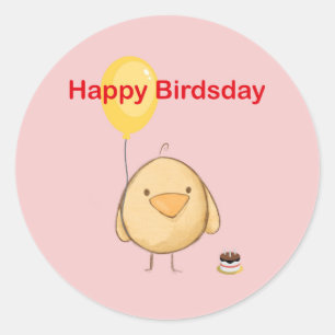 Happy Birdsday Bird Themed Geburtstag Gruß Runder Aufkleber