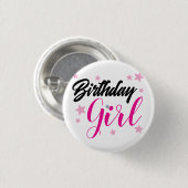 Happy Birtday- Birthday Girl- Birthday Pin Button (Vorne & Hinten)