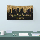 Happy Birth Black Troppping Glitzer Chic Banner (Messe)