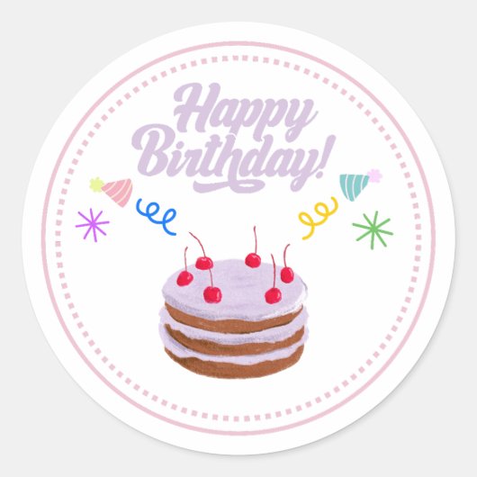 Happy Birth Day Cake Sticker  (Vorderseite)