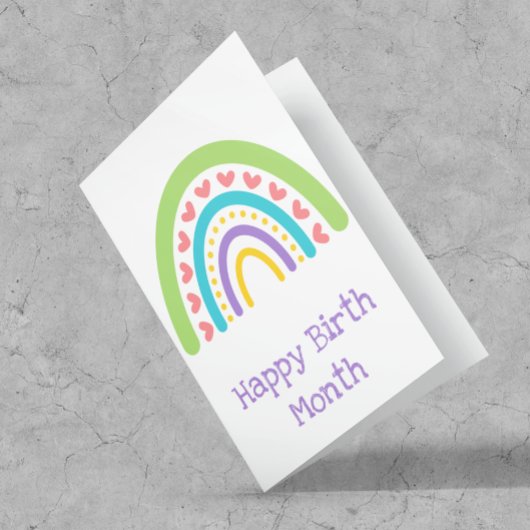 Happy Birth Month Colorful Boho Rainbow Karte