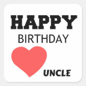 HAPPY BIRTHDAUNCLE QUADRATISCHER AUFKLEBER (Vorderseite)