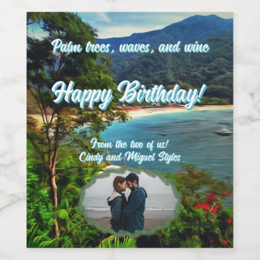 Happy Birthday 0828 Weinetikett (Einzelnes Label)