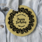 Happy Birthday, 100. Gold/Black Number Pattern Button (Beispiel)