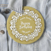 Happy Birthday, 100. Gold/White Number Pattern Button (Beispiel)