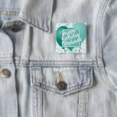 Happy Birthday - 100. Zahlenmuster Aquamarin/weiß Button (Beispiel)